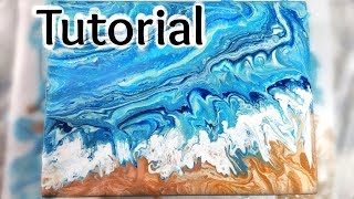 7] 🌊🏝 How to ACRYLIC POUR a BEACH with 2 DIRTY POURS - Ocean Waves in a Fluid Acrylic painting