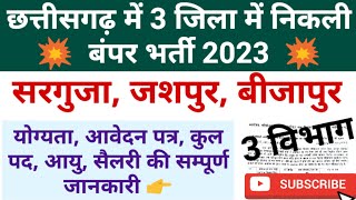 छत्तीसगढ़ के 3 जिला में 138+ पदों पर भर्ती 2023 | Cg Sanvida Job Recruitment September 2023