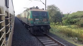 ECR #31332 Gomoh WAG-9 Freight Train Crossing With Gujarat Express