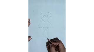 #BTS girl drawing . pencil sketch # How to draw a girl with heart ❤️ BTS #