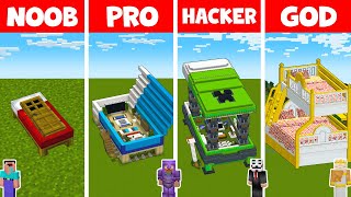 Minecraft NOOB vs PRO vs HACKER vs GOD: INSIDE BED HOUSE BUILD CHALLENGE / Animation