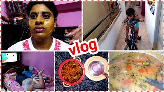 Vlog||yummy pappu chaaru recipe in a very easy way||diy face pack for instant glow|cute neehal