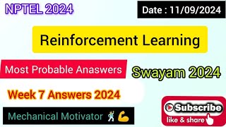 Reinforcement Learning WEEK 7 Quiz | Assignment 7 Solution | NPTEL | SWAYAM 2024