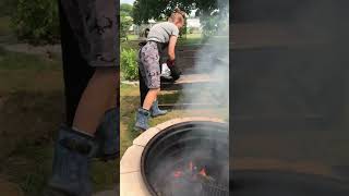 She Smoked Her Turkey in our Custom Fire Pit! 🦃 | Cooking when #shtf