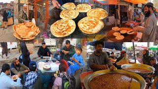 Breakfast street food in Jalalabad city | Subha ka nashta in Afghanistan | Parati | Channa lobya