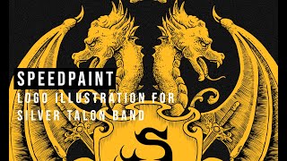 4K DRAGONS SPEEDPAINT LOGO / CREST / EMBLEM FOR SILVER TALON BAND #silvertalon #metalband #drawing