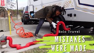 Mistakes Were Made || Solo Female Travel in Trailer - First Time Emptying Black & Grey Water Tank