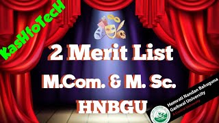 HNBGU Merit List of M.Sc and M. Com. All Campus