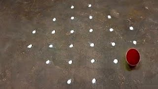 simple rangoli 6*2*2 dots🌺|easy rangoli|daily use rangoli|#muggulu #trending #viral #rangoli