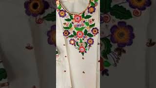 plain kurti embroidery neck design/Hand embroidery design for kurti