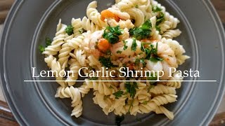 EASY 5 MIN Lemon Garlic Shrimp Pasta | DAD & ME!!