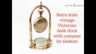 Vintage style retro desk clock by aladean - antique table watch with compass wholesale manufacturer