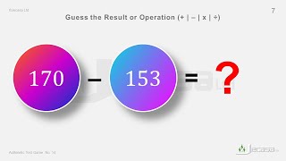 Arithmetic Test Game No. 14 | Test Your Arithmetic Skills | (7)+(10) | (10)x(17) | (17)–(170)