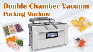 Double Chamber Vacuum Packing Machine Super Efficiency for Meat, Fruit, Vegetable, Seafood, etc.