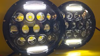 Фары светодиодные Led Нива УАЗ с ДХО Spider 75 ватт 178 мм 7 дюймов