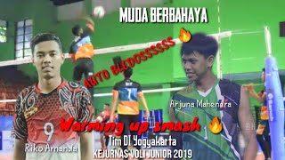 Warming up smash 🔥 || Tim DIY di ajang Kejurnas voli Junior 2019||  Muda Berbahaya !