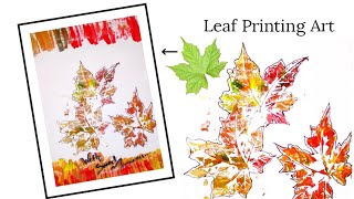 Leaf Printing Art | How to make leaf printing | Painting ideas with leaf