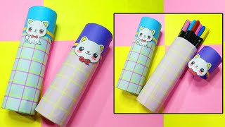 How To Make Paper Pencil Box | Origami Paper Pencil Box Kawaii | Diy Kawaii Pencil Case  | Diy Works