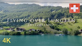 Flying over Lungern, Obwalden Switzerland, Schweiz, Suica , Svizzera, Suiça.