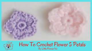 HOW TO CROCHET FLOWER WITH 5 PETAL By Little Flower Handmade Va