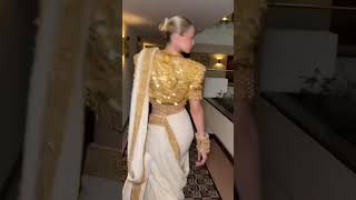 Gigi Hadid in golden saree #gigihadid #india#gigi #gigihadidedit #celebrities #shorts