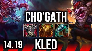 CHO'GATH vs KLED (TOP) | 1400+ games, 8/3/8 | EUW Master | 14.19