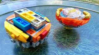 LEGO CYCLONE RAGNARUK𝙑𝙎 REAL CYCLONE ROCTAVOR | Lego Beyblade Battle