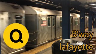 Broadway Lafayette late night (ft R68A Q and R42/R32 refuse train)