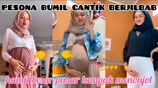 Bumil Hijab Cantik Tampak Pusar Menonjol