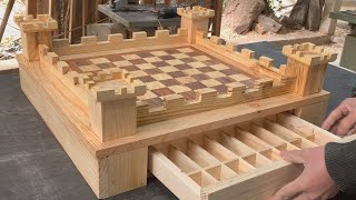 Woodworking Ideas From Scrap Wood // The Process Of Building A Very Meticulous And Unique Chessboard