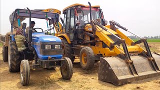 Jcb 3dx Backhoe Machine Loading Mud In Two Sonalika Di 750 RX And 745 Di III Tractor | Jcb Tractor