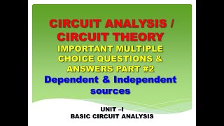 Circuit analysis MCQ | Circuit theory MCQ | EC8251 MCQ | Voltage source & current source