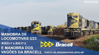 Manobras de locomotivas U23C e de vagões da Bracell no porto de Pederneiras (ZPD)-SP