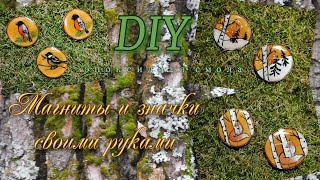 DIY / Магниты и значки из спилов. #эпоксиднаясмола #темазимывтворчестве