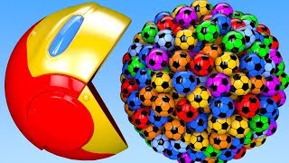 Learn Colors with PACMAN and Surprise Soccer ball Iron Man Farm Watermelon for Kid