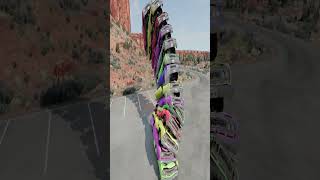 Mixed Color Vans & Buses Fall Crash - BeamNG.drive #youtubeshorts