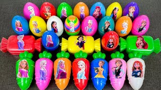 Finding Disney Princesses With Rainbow Eggs & Carrots  - Satisfying Slime ASRM