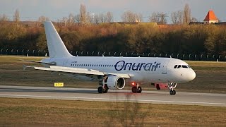 Onur Air A320 Landing at Leipzig/Halle Airport (Germany)