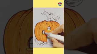 HAPPY HALLOWEEN  How to Draw a Halloween House with Halloween Characters for Kids