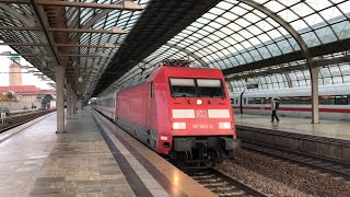 Ausfahrt BR 101 063-6 als IC 140 nach Amsterdam Centraal mit Makro und Lichtgruß