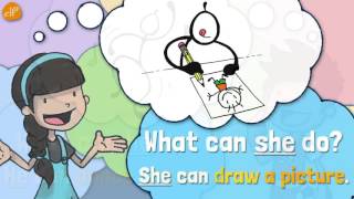 Action Verbs, Pattern Practice 1 and Sentence Formation for Kids What can s he do by ELF Learning