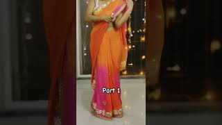 Part 1 - Pink and orange Dual tone Chiffon saree with Gotta Patti border | How to drape a saree?