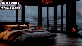 Relaxing Rain and Fireplace Sounds with Thunder and Mountain View | Sleep Better with Nature