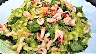 Neem Flowers Salad Recipe  Spicy Salad Sdao with Pork Belly - របៀបធ្វើញាំស្តៅអោយឆ្ងាញ់