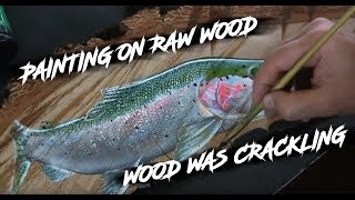 #timelapse #painting FUN PAINTING IDEAS 101 | PAINTING A SALMON ON NATURAL WOOD