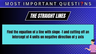 Find the equation of a line with slope -1 and cutting off an intercept of 4 units on negative.......