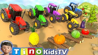 Tractor Harvesting Obstacle Course for Kids | Farm Trucks Uses for Children