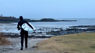 AM I THE FIRST PERSON TO SURF KETTLE COVE? Glued my board back! HUGE STORM IN MAINE! VLOGMAS DAY 18!