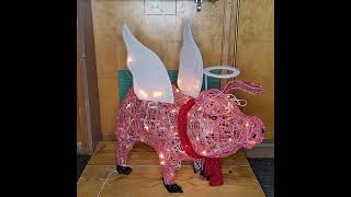 Showcasing The Vintage Spaghetti Light Up Flying Pig Working! For Sale on eBay!