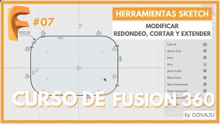 ¿REDONDEAR, RECORTAR, EXTENDER UN SKETCH? ✍  Herramientas ⚒️ Sketch - CURSO FUSION 360 GRATIS #07